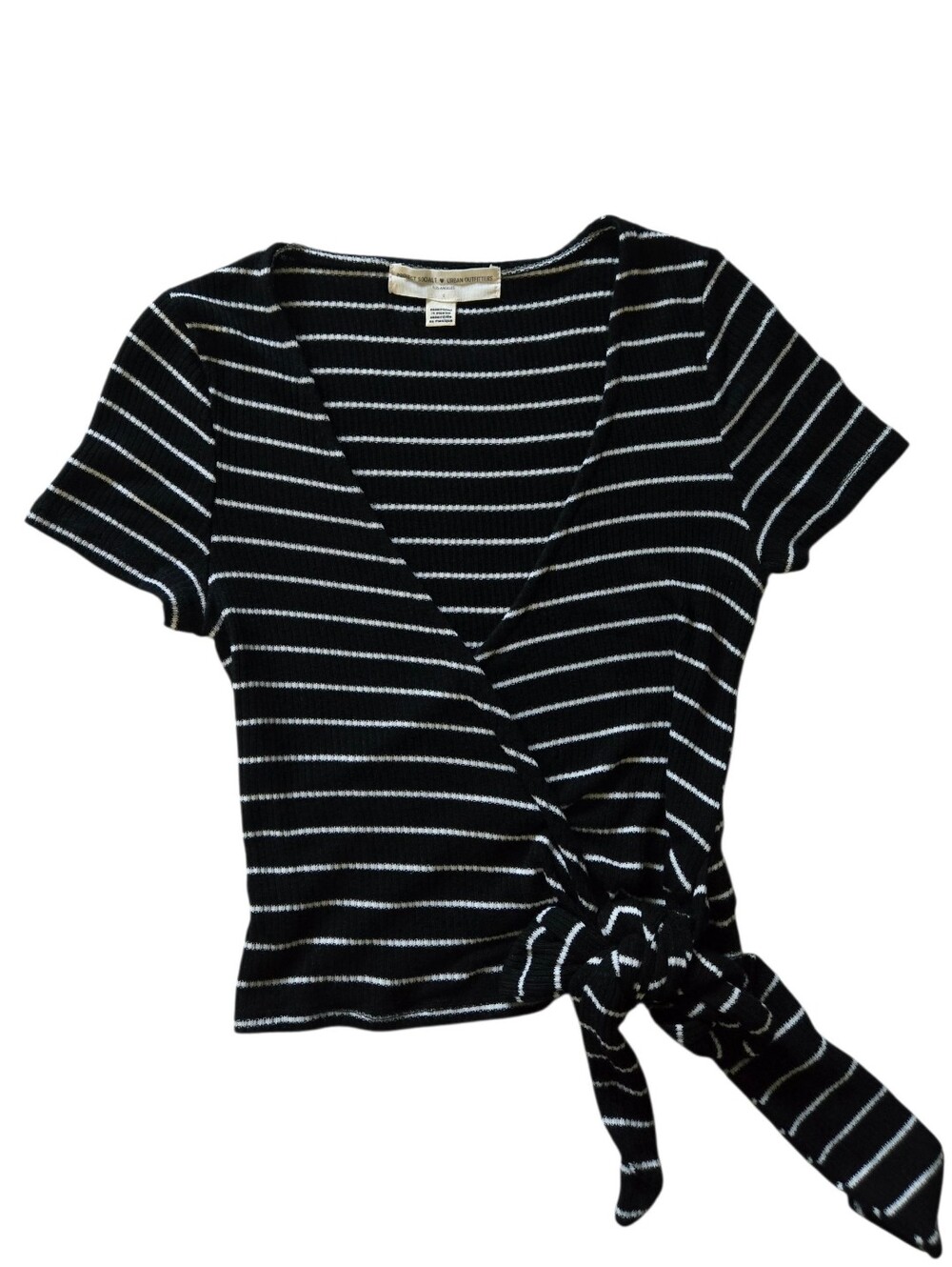 Project Social T x Urban Outfitters Ribbed Faux-Wrap Crop Top -S #096